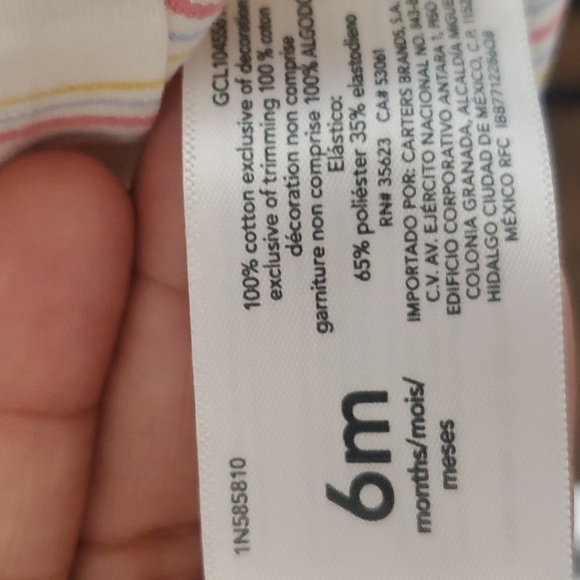 Carter's Baby Girl Striped Overall Dress Size 6 Months 100% Cotton - Picture 5 of 5